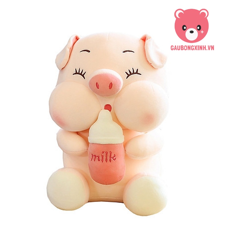 Gấu Bông Heo Ôm Bình Sữa Cute đủ size, Thú nhồi bông  bts cầm hộp sữa đáng yêu siêu mềm mịn dành cho các bé quà tặng đẹp