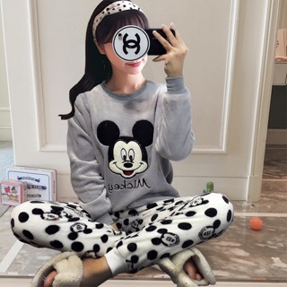 Bộ ngủ bông Mickey xám