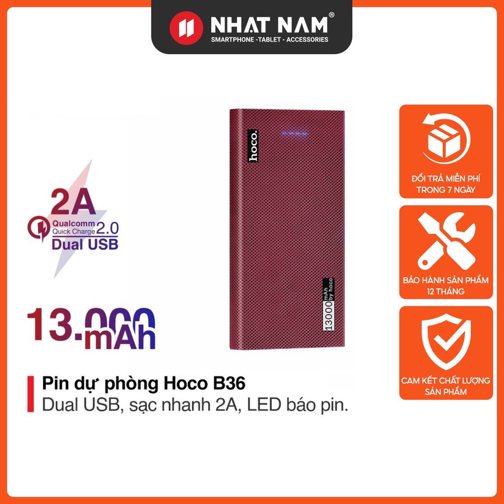 Pin Dự Phòng Hoco B36 Dung Lượng 13.000 MAh - Hàng Chính Hãng