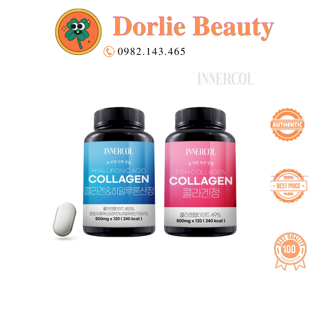 Viên uống collagen Innercol cấp nước tái tạo da khô, Viên uống trắng da collagen Innercol Hàn Quốc