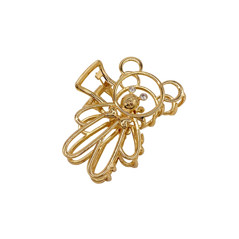 Kẹp Tóc Hình Gấu Hoạt Hình Ba Chiều Bằng Kim Loại Đính Ngọc Trai Thời Trang Hàn Quốc vintage