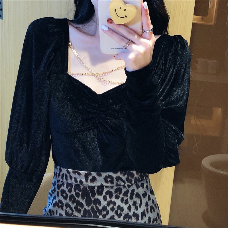 Áo nhung tay bồng sang trọng phong cách cổ điển cho các cô gái | BigBuy360 - bigbuy360.vn