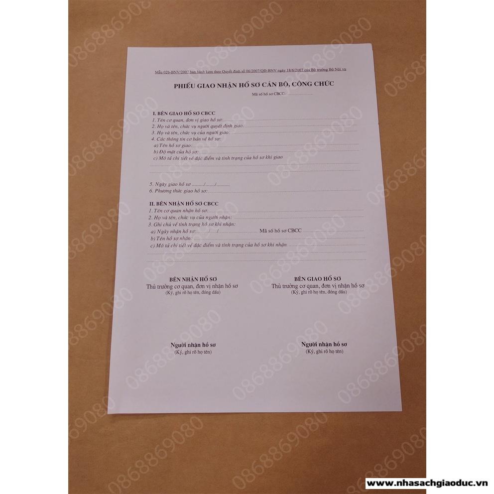 Hồ sơ Công chức mẫu 05 BNV/2007 theo QĐ số 06/2007/QĐ-bnv ngày 18/06/2007 BNV