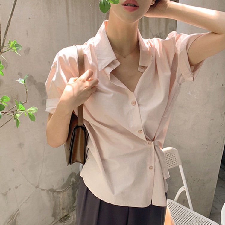 Áo Sơ Mi Ngắn Tay Phối Nút Thời Trang Cho Nữ 43701