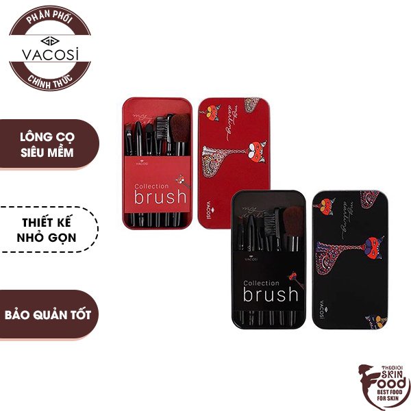 Bộ Cọ Hộp Sắt Vacosi My Darling Travel Brush Set (6 Cây)