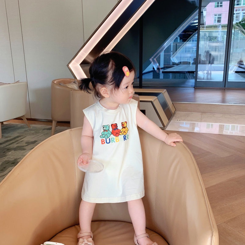 Đầm Sát Nách In Họa Tiết Hoạt Hình Phong Cách Hàn Quốc Thời Trang Mùa Hè Cho Bé Gái