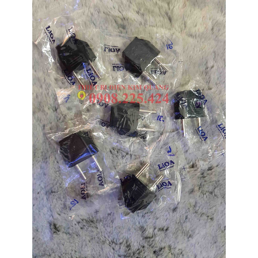 Đầu chuyển phích cắm 2 chân dẹt sang 2 chân tròn/ Đầu chuyển phích 2 chấu dẹp sang 2 chấu tròn LIOA 6A-250V