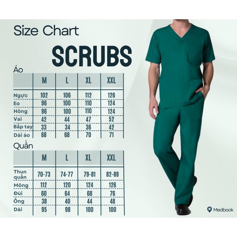 Scrubs Men's Special V-neck , đồng phục y tế, điều dưỡng, bác sĩ, spa - Chất vải Kaki Lụa Cao Cấp
