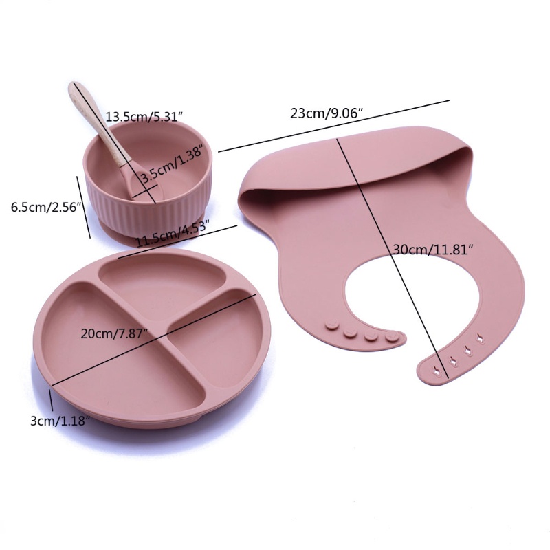 Set 4 Đĩa Silicone Cấp Thực Phẩm An Toàn Không Chứa BPA Cho Bé Tập Ăn