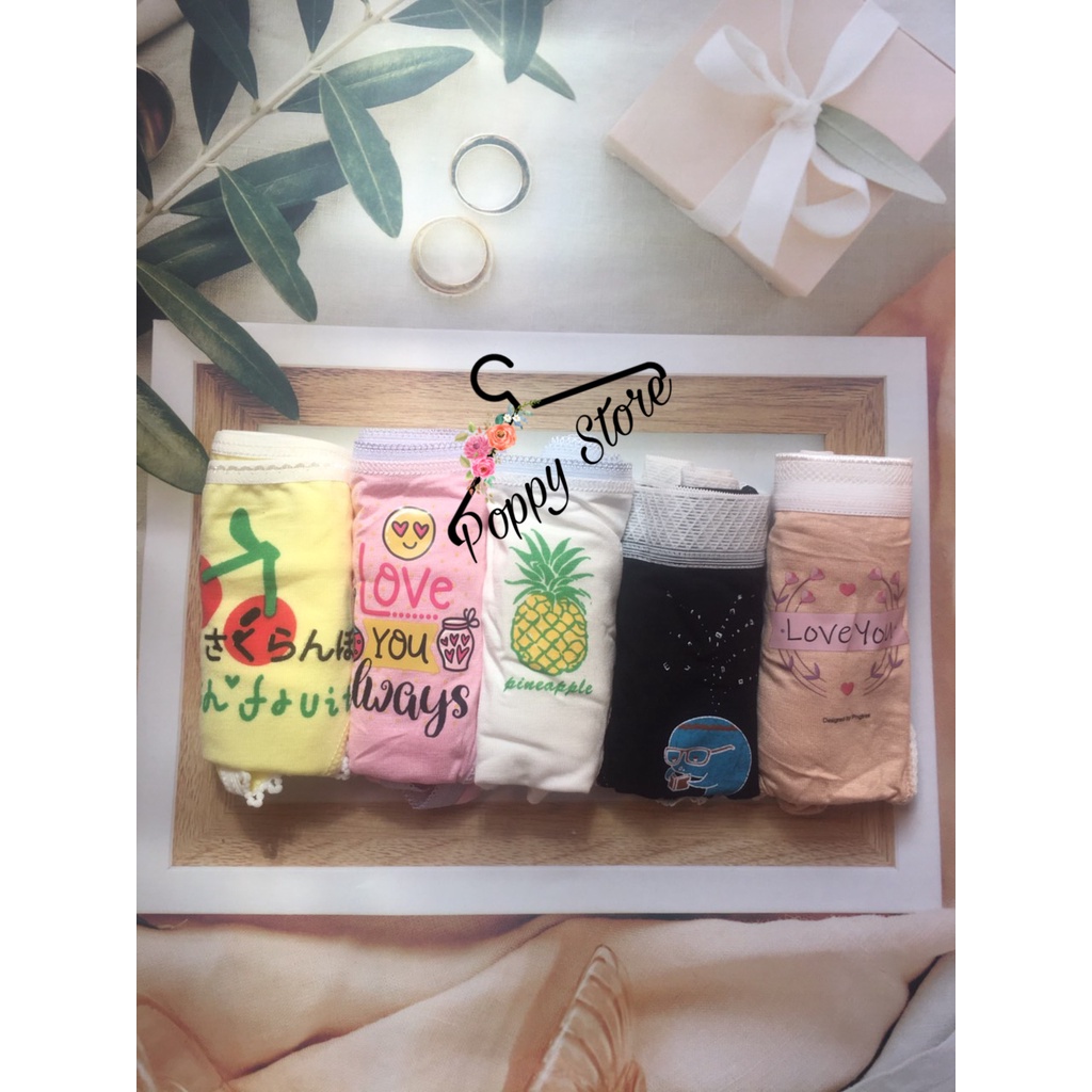 Quần lót nữ ⚠️Mã AT45 / CHE TÊN SẢN PHẨM ⚠️ Combo 5 Quần lót mềm mịn chất liệu cotton, thấm hút, co giãn 4 chiều