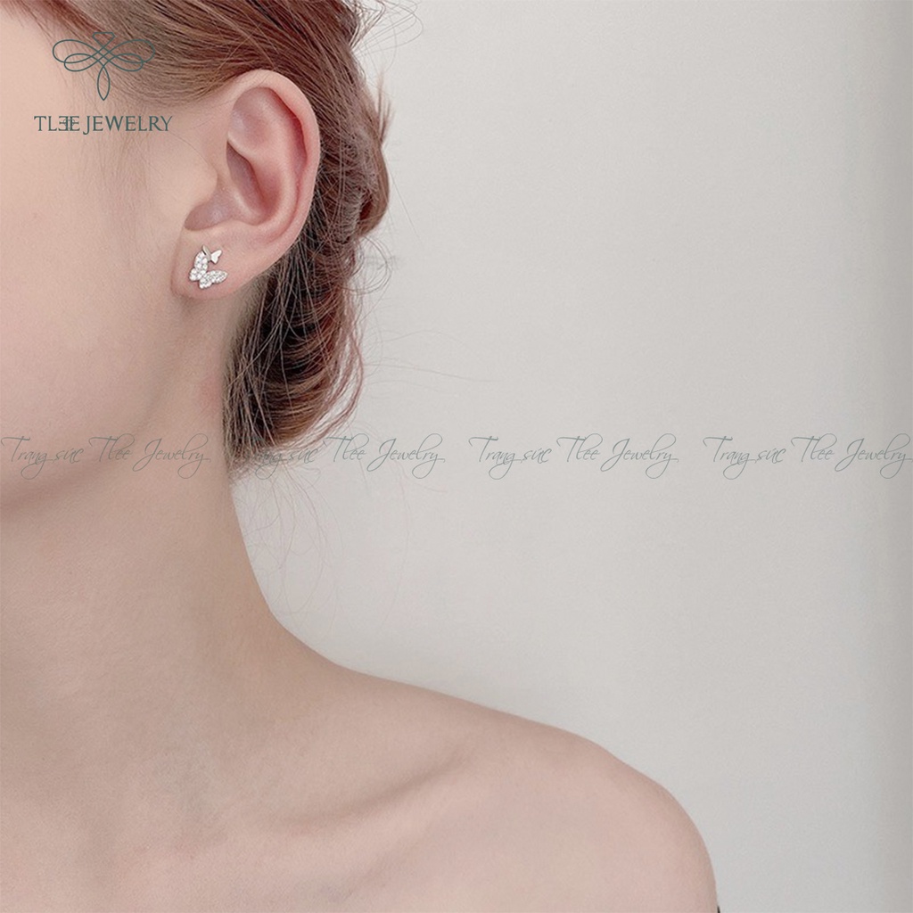 Khuyên tai bạc nữ TLEE cánh bướm hồ điệp đôi nạm đá xinh xắn NCJ B0160