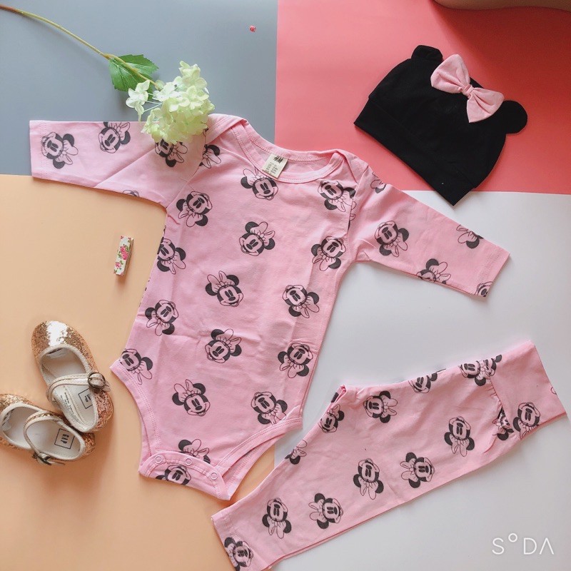 Set body 3 chi tiet Minnie HM cho bé gái 3-24m