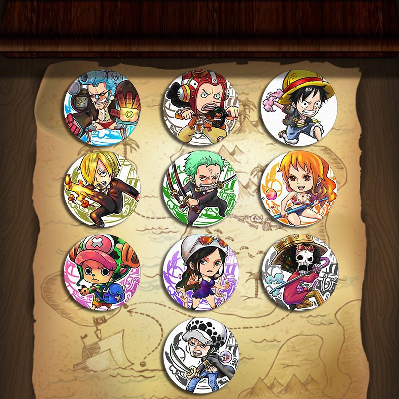 Huy hiệu cài áo in hình ONE PIECE ĐẢO HẢI TẶC phụ kiện anime chibi xinh xắn m04