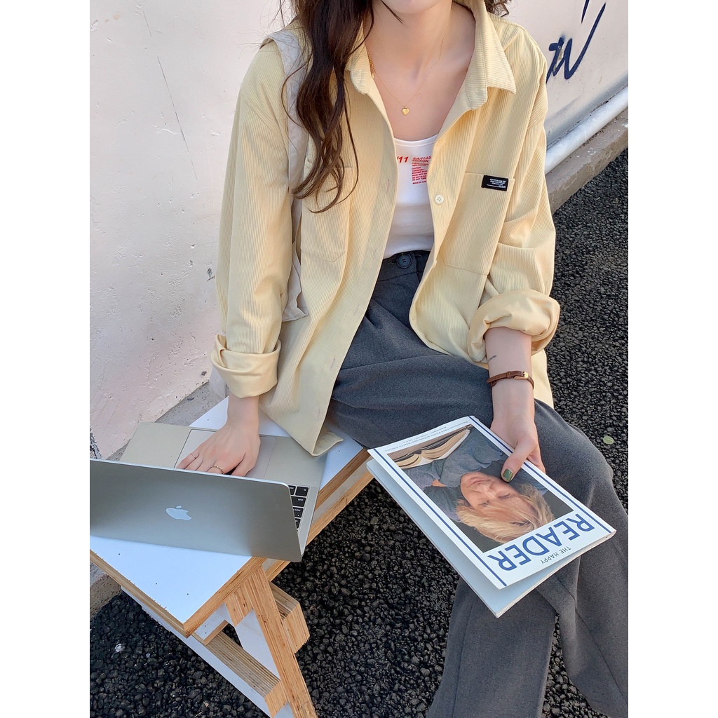 Áo Khoác Sơ Mi Tay Dài Dáng Rộng Cài Một Hàng Nút Thời Trang 45881