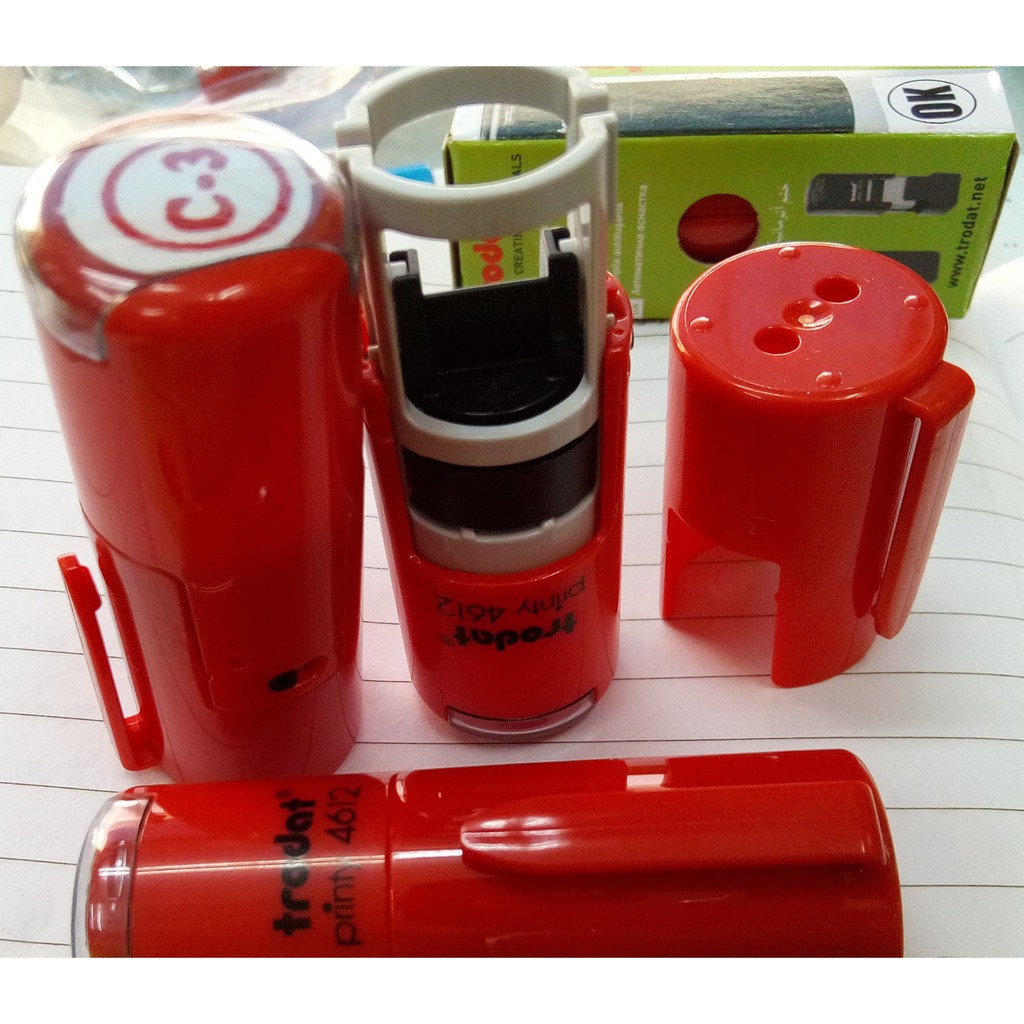 Dấu Trodat 4612 Tròn 12mm Khắc Ký Hiệu, Logo Dùng Đóng Lên Giấy