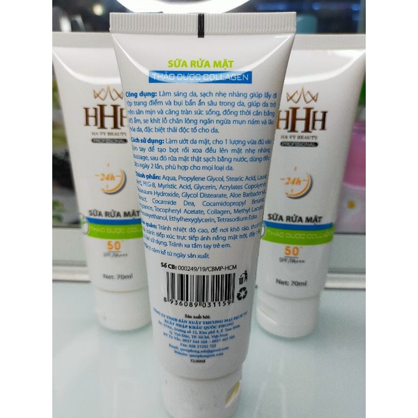 Combo 4 tuýp sữa rửa mặt HHH thảo dược -colagen tuýp