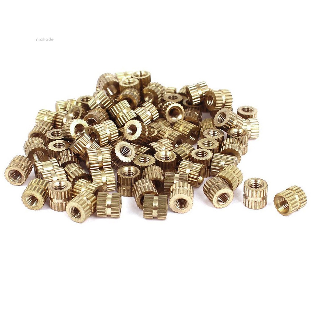 Bộ 100 nút chèn bằng đồng thau M3*5mm 5mm thiết kế răng cưa tiện dụng
