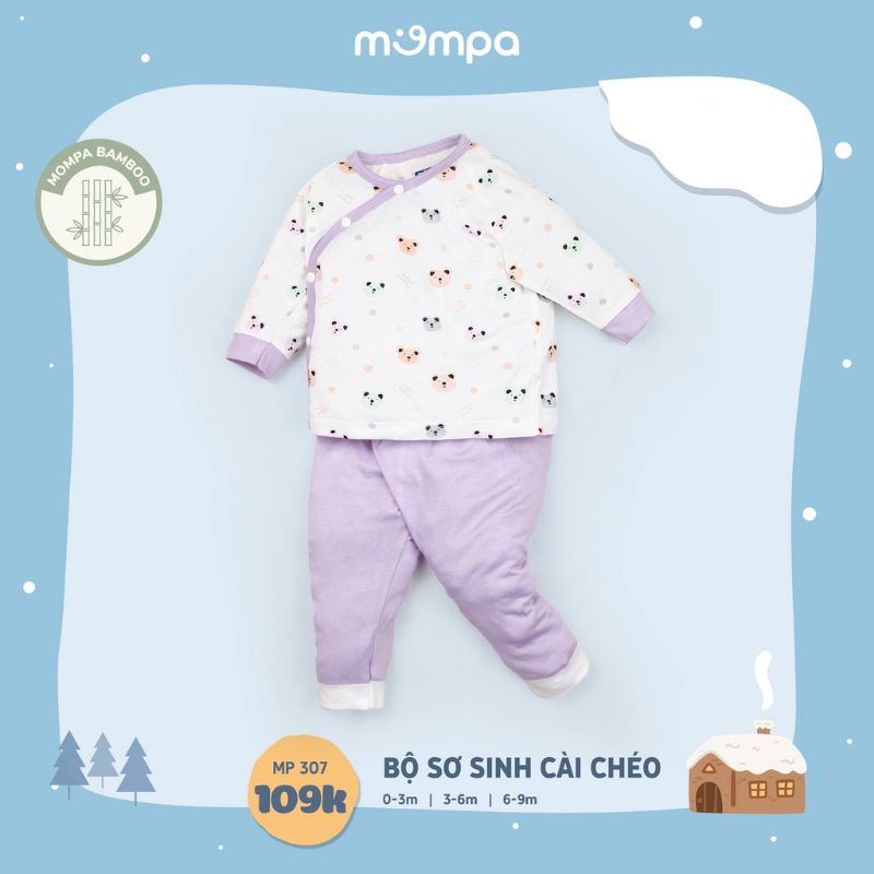 Bộ sơ sinh Mompa 3-7kg cài chéo, cài nút giữa