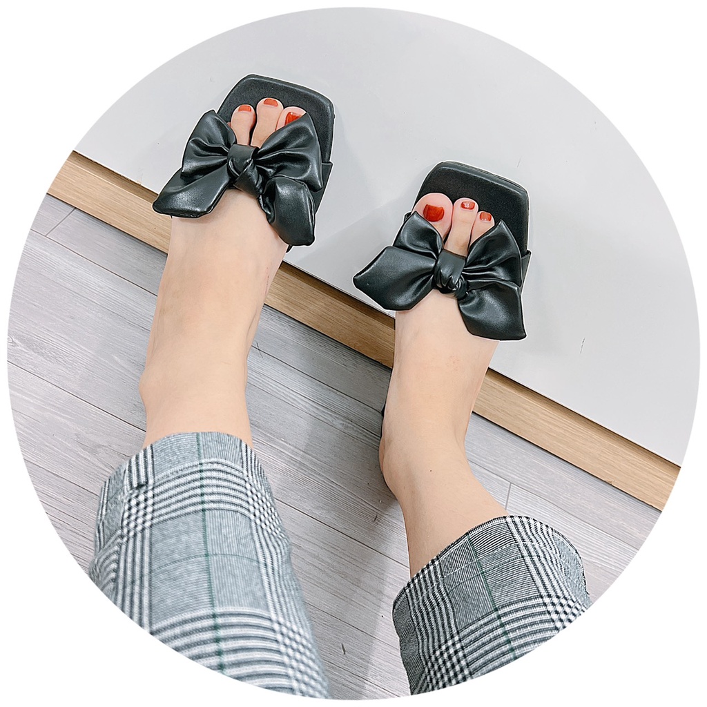GUỐC NỮ THỜI TRANG NƠ CÁNH TIÊN - GUỐC CAO GÓT 3 PHÂN - DÉP ĐẾ VUÔNG 3P