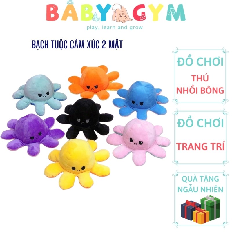 Gấu Bông Bạch Tuộc Hai Mặt Biểu Cảm Nhiều Màu Dễ Thương 40cm - Bạch Tuộc Cảm Xúc Chất Liệu Bông Cao Cấp