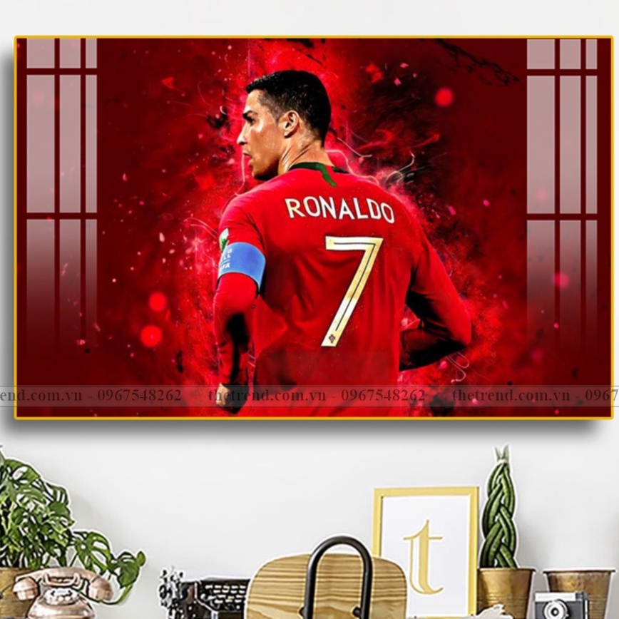 Tranh tráng gương Ronaldo,tranh cầu thủ bóng đá cristiano ronaldo,tranh ronaldo,tranh CR7,tranh treo tường ronaldo