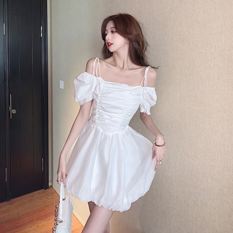 IELGY  Đầm Ngắn Tay Lưng Cao Thời Trang Cho Nữ