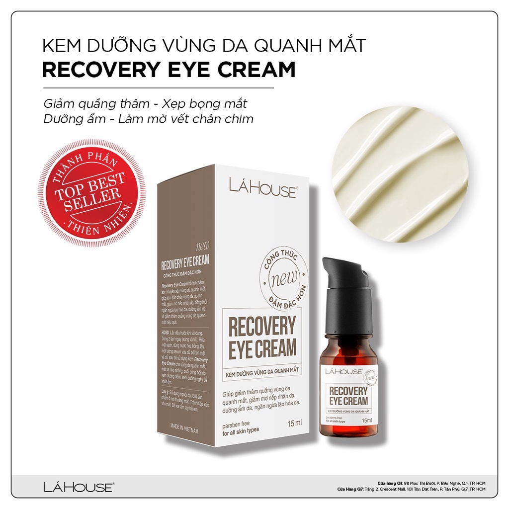 Kem dưỡng vùng da quanh mắt Lá House Recovery Eye Cream 15ml