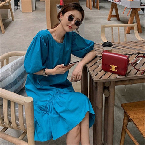 Đầm Búp Bê Dáng Rộng Tay Phồng Màu Trơn Thời Trang Hàn Quốc 2022