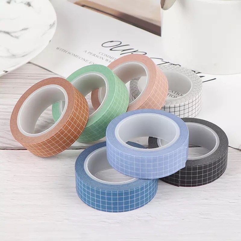 [Mã LIFEB04ALL giảm 10% tối đa 15K đơn 0Đ] (Chiết)(KHÔNG BÁN CẢ CUỘN) Băng dính washi tape hoạ tiết caro kẻ sọc đơn sắc