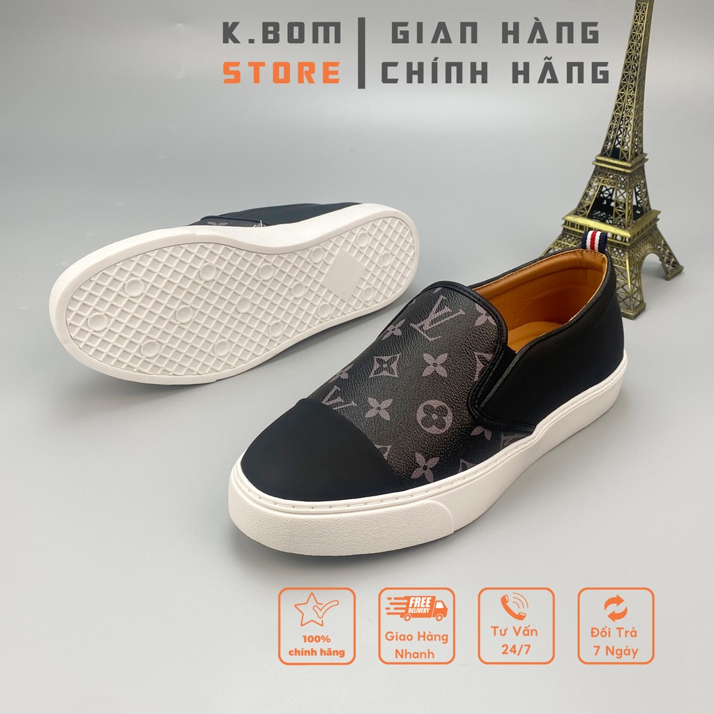 Giày Lười Nam Slipon  LV D26  - Giày Nam Đẹp In hoạ tiết