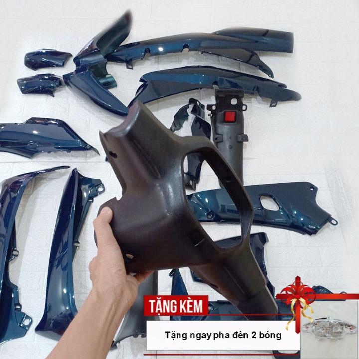 Bộ dàn áo xe WAVE anpha - Wave zx - wave 110 đời 2002-2006  màu XANH NHỚT - Tặng chiếc pha đèn 2 bóng