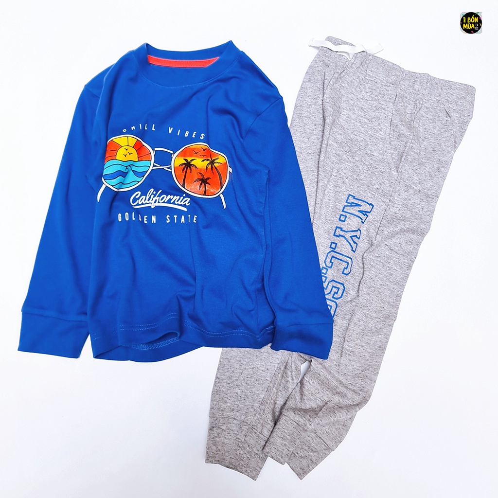 Đồ Bộ Dài Tay Cho Bé Trai Size Đại 20-45kg 🍇🍇 Bộ Thun Cotton Dài Tay Bé Trai - Shop Bốn Mùa