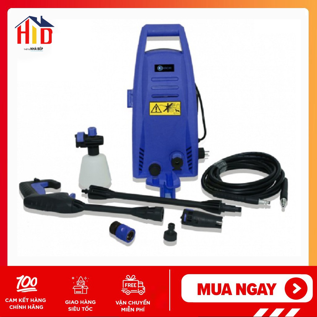 Máy xịt rửa xe cao áp Kachi MK192 1200W áp lực mạnh, có bánh xe dễ dàng di chuyển