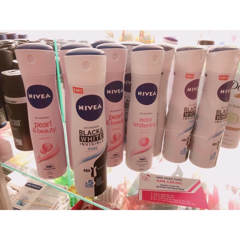 Xịt khử mùi ngăn mùi Nivea Ngtrai Pearl &amp; Beauty 150ml