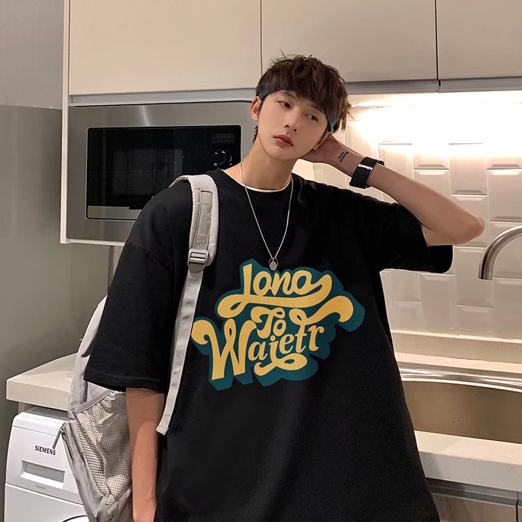 Áo Thun Tay Ngắn Dáng Rộng In Chữ Phong Cách Hip Hop Đường Phố Hàn Quốc Thời Trang Mùa Hè Cho Nam Và Nữ M-8XL