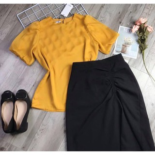 Chân váy nhúm lệch bên