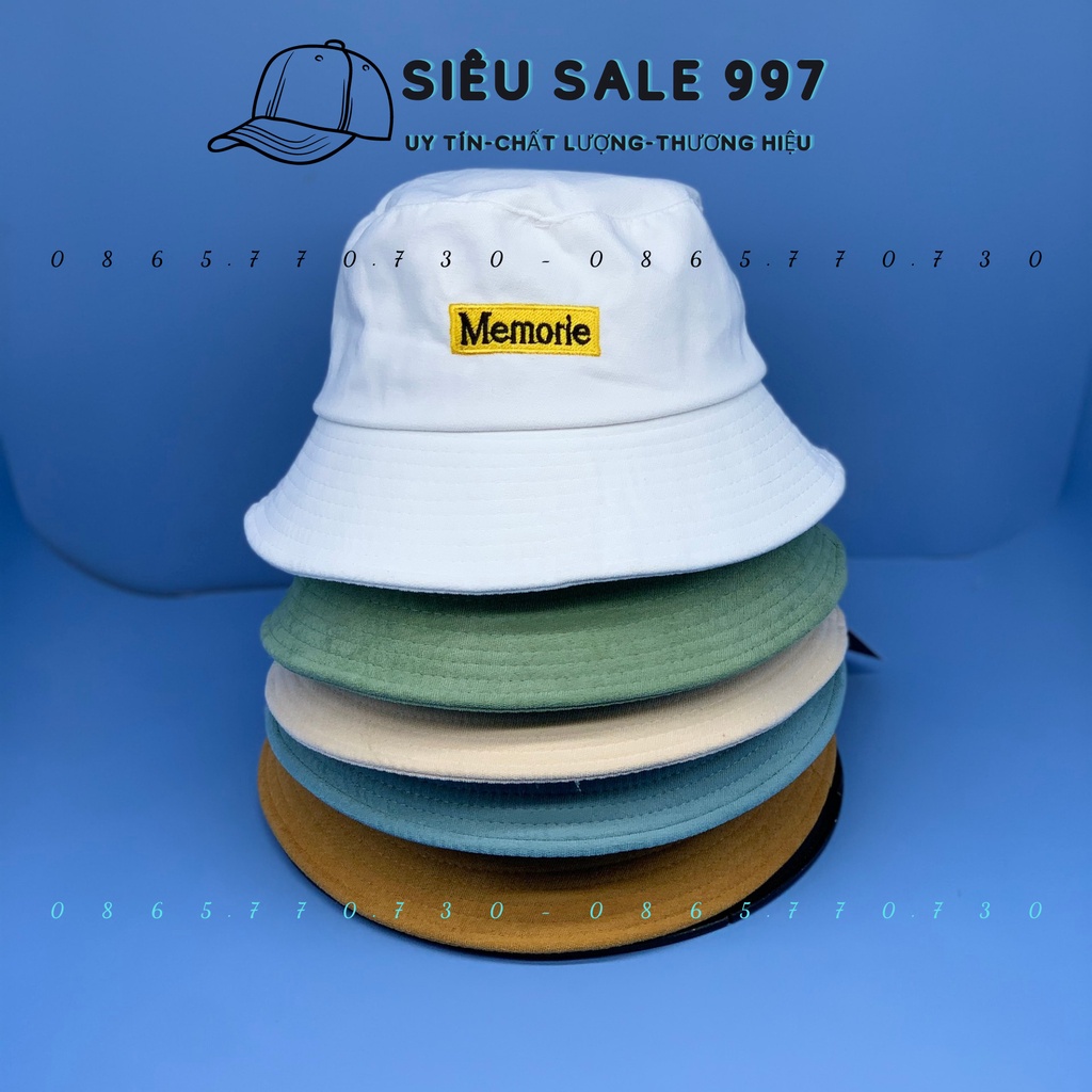 MŨ BUKCET MEMORIE NHUNG MỊN - NÓN RỘNG VÀNH THÊU LOGO FORM CHUẨN ĐẸP THỜI TRANG NAM NỮ