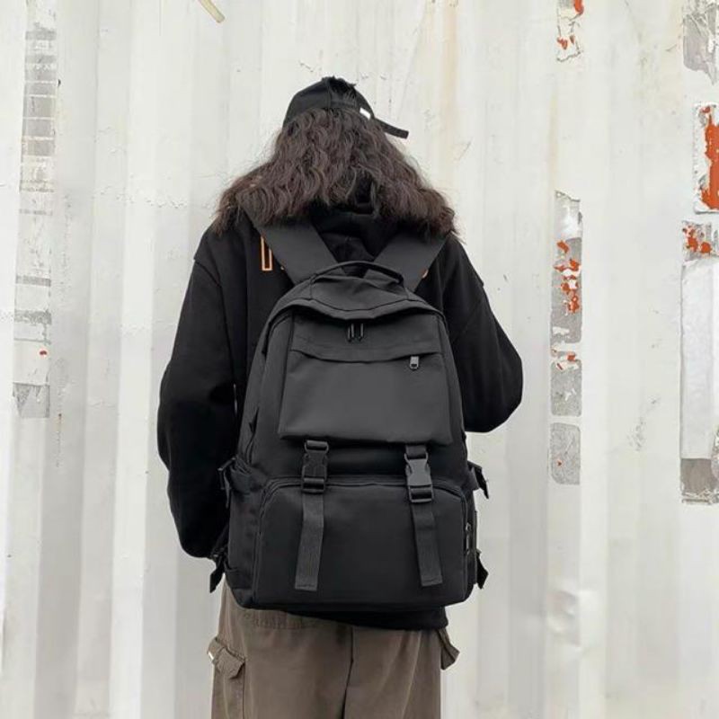 BALO ULZZANG BASIC -  Balo 2 khoá nhựa đen