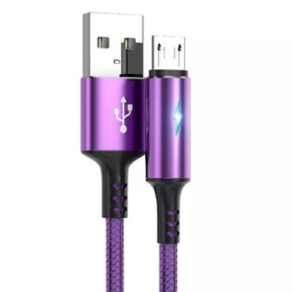 Cáp sạc nhanh Micro USB dài 120cm lõi đồng có đèn led, dây bện dù chống rối hàng chất lượng tốt
