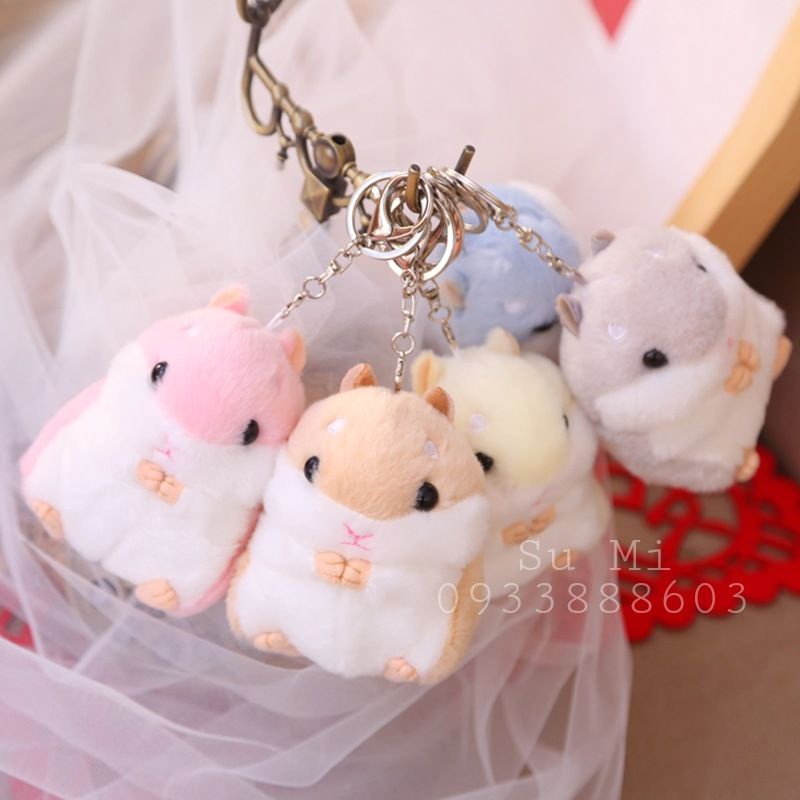 Móc khóa chuột Hamster nhồi bông dễ thương. Gấu bông Hamter treo balô túi xách, điện thoại