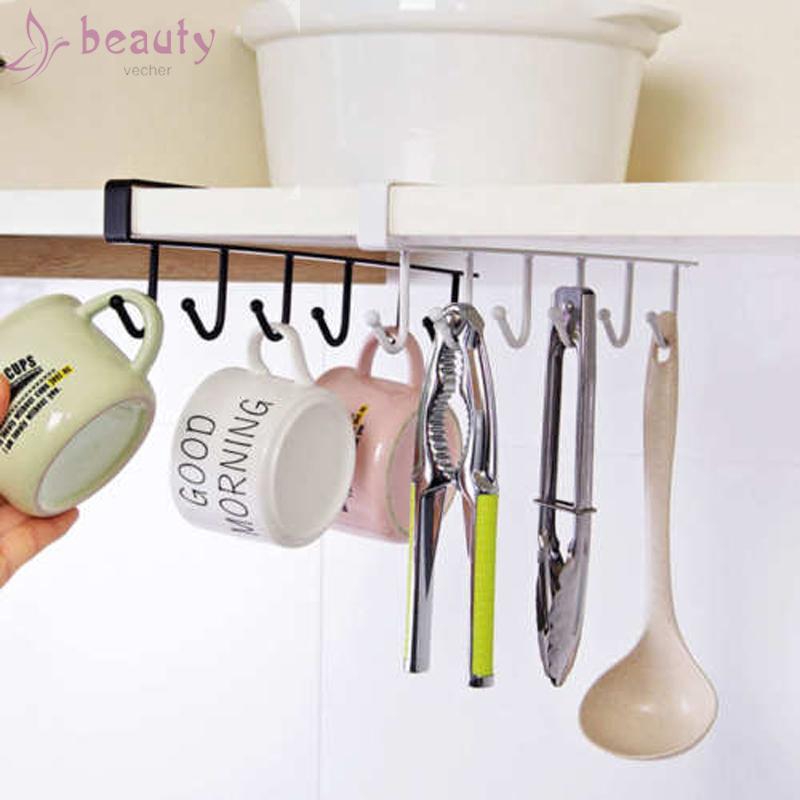 Giá đỡ 6 móc màu đen- trắng dùng treo đồ tiện dụng