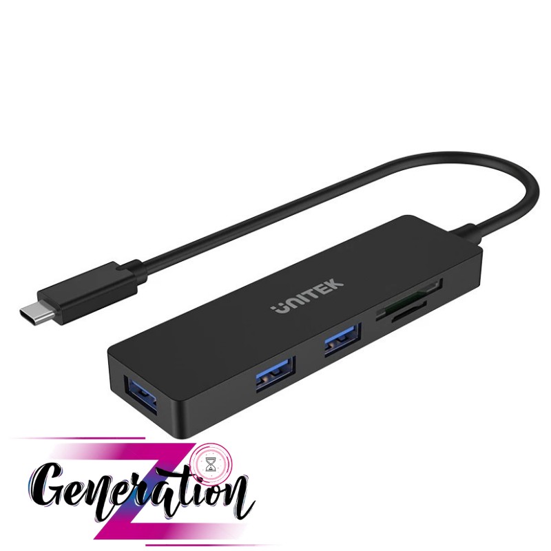 Cáp chuyển USB Type-C ra 3 cổng USB 3.0 + Card Reader (SD / Micro SD) Unitek H1108B