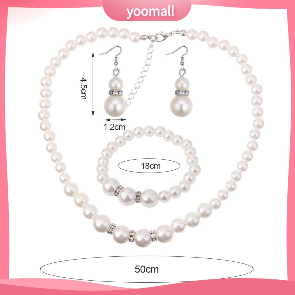 Bộ Trang Sức Đính Ngọc Trai Giả 3 Món Thiết Kế Tinh Tế Thời Trang Cho Nữ
