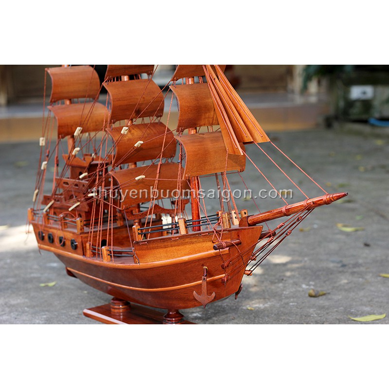 Thuyền buồm gỗ phong thủy trang trí Thuyền Thái Dài 76cm (gỗ Hương)