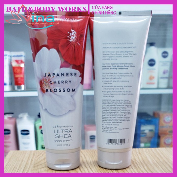 [226g] Dưỡng Thể Japanese Cherry Blossom Body Cream Bath & Body Works 24 Hour Moisture Ultra Shea Body Cream