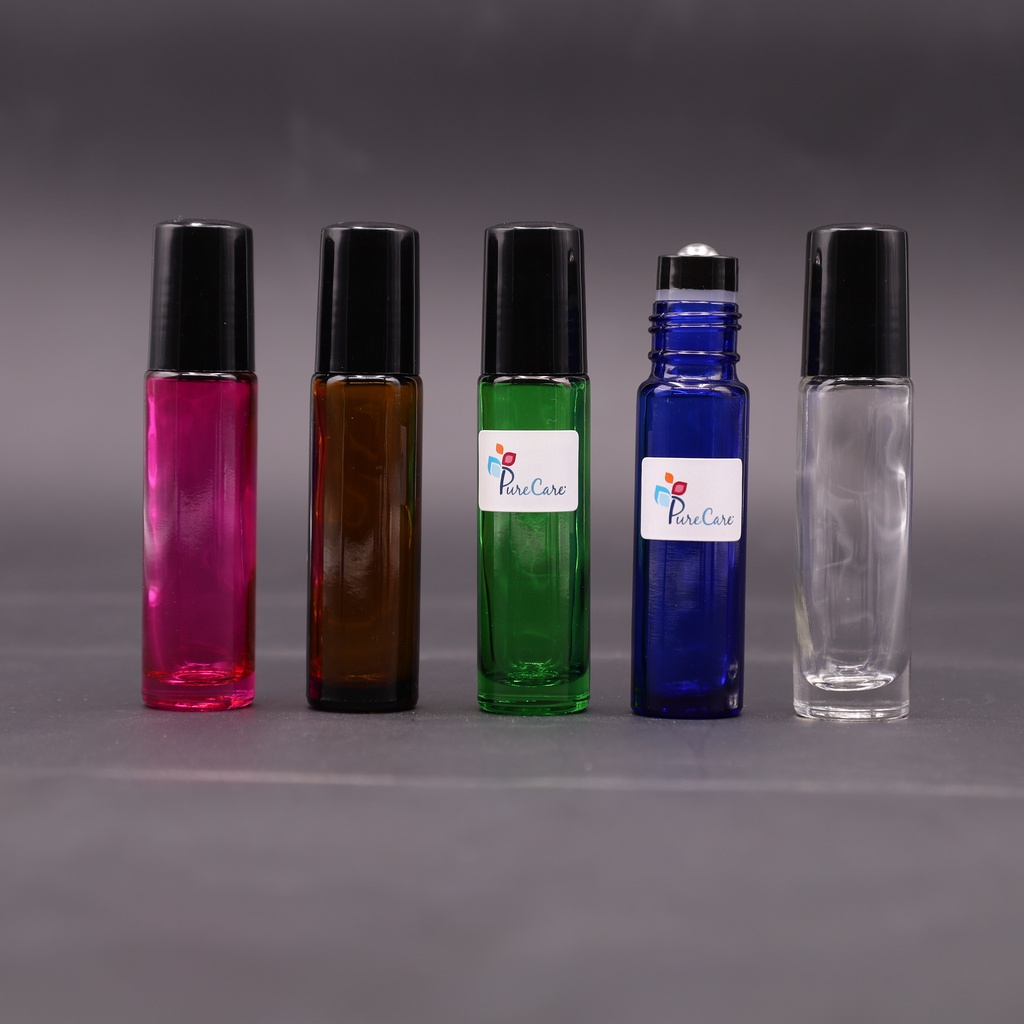 Chai Bi lăn 10ml cao cấp nhiều màu độc đáo, Bi thép không gỉ Glass Roll on Bottles for Essential Oil