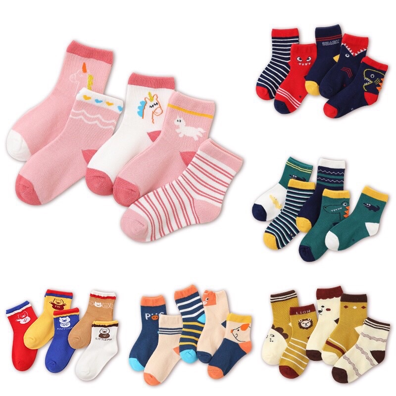 Set 5 đôi tất cho bé 1-8 tuổi chất cotton co giãn đẹp nhiều hình dễ thương