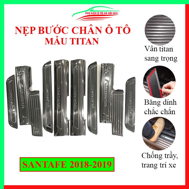 Ốp bậc cửa nẹp bước chân TITAN ô tô Hyundai Santafe 2018-2019 chống trầy bảo vệ xe