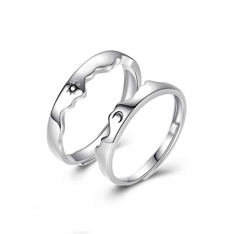 Nhẫn Cặp Thời Trang Mặt Trời/Mặt Trăng/Mặt Trăng Dạng Mỏng Mịn Thanh Lịch Đáng Yêu Cho Cặp Đôi