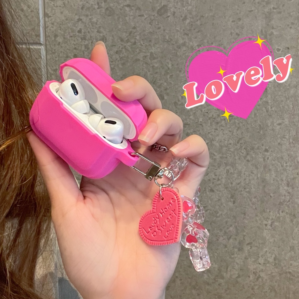 Vỏ Bảo Vệ Hộp Sạc Tai Nghe Bluetooth Airpods 1 / 2 Pro Bằng Tpu Hình Trái Tim Và Dây Xích nwe airpods 3